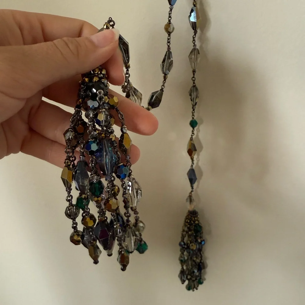 SWAROVSKI Rare Retired Byzance Scarf Crystal Tassel Bangle Necklace